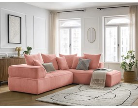 Розов шенилов ъглов диван (десен ъгъл/L форма) Whesley – Bobochic Paris