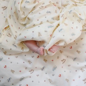 Светложълто детско спално бельо за детско креватче от органичен памук 100x140 cm Vintage Toys – Cam Cam Copenhagen