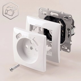 Единичен контакт със заземяване + USB-A USB-C OSTE JNH004-G White
