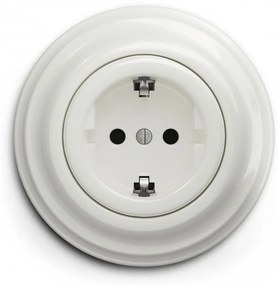 Kliklap - Ретро домашен контакт с рамка SCHUKO 230V/16A бял