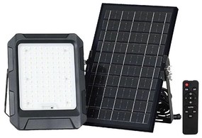 LED соларен прожектор 10W, 3,7V, IP65, 4000K, черен + дистанционно