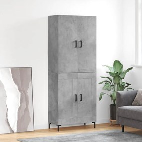 3195791 vidaXL Висок шкаф, бетонно сив, 69,5x34x180 см, инженерно дърво