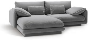 Светлосив кадифен ъглов диван (ляв ъгъл) Torino – Micadoni