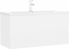 3071648 vidaXL Шкаф за баня с вградена мивка, бял, инженерно дърво