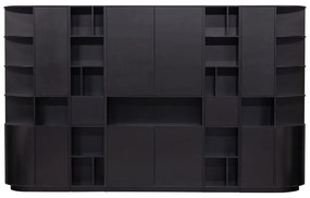 Черна модулна библиотека от масивен бор 346x210 cm Finca – WOOOD