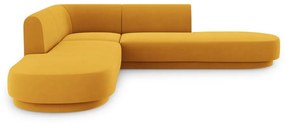 Ъглов диван от кадифе в цвят горчица Miley - Micadoni Home