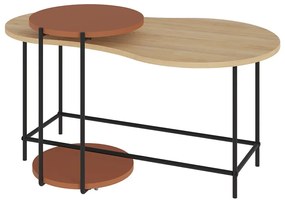 Масички за кафе в комплект от 2 бр. с дъбов плот в тухлен и естествен цвят 65x103 cm Rosie – Marckeric