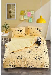 Жълто единично удължено спално бельо с включен долен чаршаф 3 части 160x220 cm Panda – Mila Home
