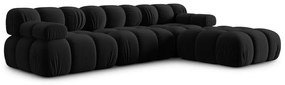 Черен ъглов диван от кадифе Bellis - Micadoni Home