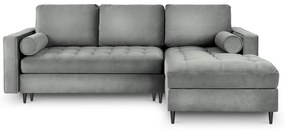 Светлосиво кадифено ъглово канапе, десен ъгъл Santo - Milo Casa