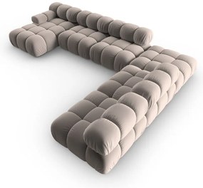 Светлокафяв кадифен модулен ъглов диван (десен ъгъл/U форма) Bellis – Micadoni