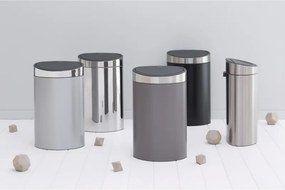 Кош за боклук Brabantia Touch Bin New 650529, 40 л, Безшумно и плавно затваряне, Плосък гръб, Сив/инокс