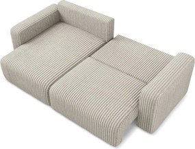 Бежов сгъваем/с място за съхранение ъглов диван от рипсено кадифе (ляв ъгъл) Kona – Makamii