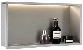 Вграден рафт за баня  LED 30x60 steel brush