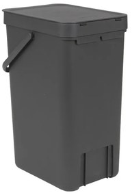 Кош за разделно събиране на боклук Brabantia Sort&Go 648978, 16 л, Дръжка, Възможност за стенен монтаж, Тъмносив