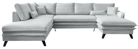 Светлосив U-образен разтегателен диван, ляв ъгъл Charming Charlie - Miuform
