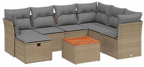 3264741 vidaXL Градински диван с възглавници 8 части бежов микс полиратан