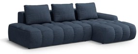 Тъмносин сгъваем/с място за съхранение ъглов диван (десен ъгъл) Linz – Cosmopolitan Design