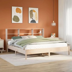 3322858 vidaXL Легло с етажерка за книги, без матрак, 200x200 см, бор масив