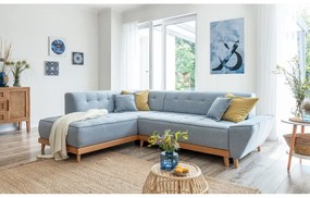 Светлосин ъглов разтегателен диван ляв ъгъл, Dazzling Daisy - Miuform