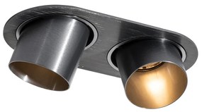 Кръгъл вграден прожектор тъмно сив GU10 50mm 2-светлинен - Installa