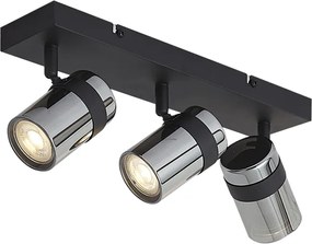 Плафон с прожектори черен с димно стъкло 3 светлини въртящи се и накланящи се - Gianni