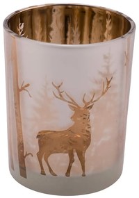 Стъклен свещник с коледен мотив в златист цвят - Ego Dekor