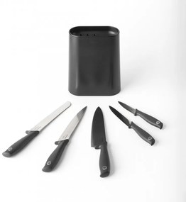 Комплект ножове 5 бр Brabantia Tasty+ 1001177, Закалена стомана, Устойчиви на надраскване и корозия, Тъмносив