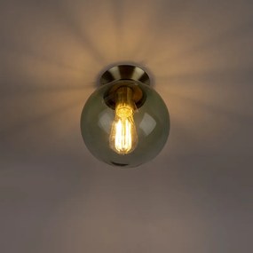 Таванна лампа в стил Арт Деко месинг със зелено стъкло - Pallon