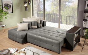 Разтегателен ъглов диван с подлакътник етажерка Мелвин S