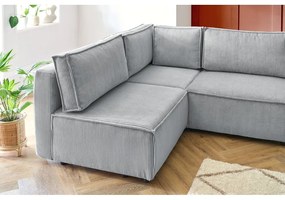 Светлосив велурен U-образен ъглов диван, ляв ъгъл Nihad modular - Bobochic Paris