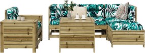 3250527 vidaXL Градински комплект диван от 7 части, импрегниран бор