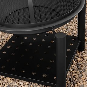 Градинска стоманена купа за огън с място за съхранение 55 см