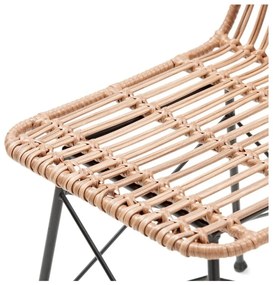 Комплект от 4 ратанови стола за хранене Gabriela и черна маса Strong - Bonami Essentials