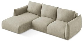 Бежов шенилов сгъваем ъглов диван (ляв ъгъл) Leila – Makamii