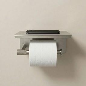 Държач за тоалетна хартия с етажерка 6613 Modern Nickel Brush