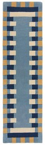 Синя ръчно изработена вълнена пътека 60x230 cm Kai Wool Border – Flair Rugs
