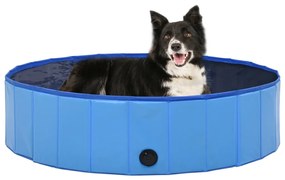 170826 vidaXL Сгъваем басейн за кучета, син, 120x30 см, PVC
