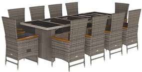 3277561 vidaXL Градински комплект с възглавници 11 части сив полиратан