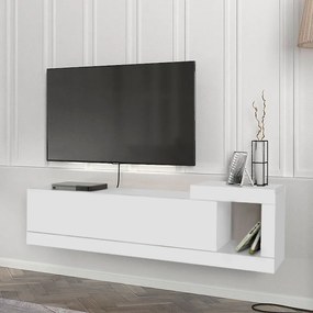 Воларе меламинов стенен ТВ шкаф в бял цвят 150x29,6x38,6см.