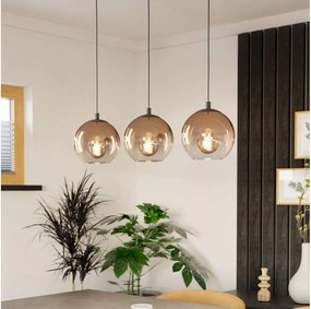 Eglo 901924 - Висящ полилей на кабел ARISCANI 3xE27/60W/230V черен/бежов/димчат