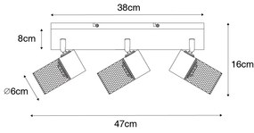 Индустриален таванен прожектор черен 3-светлина регулируем - Jim