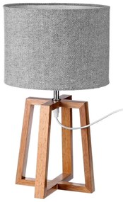 Сиво-кафява настолна лампа от масивна дървесина с текстилен абажур (височина 44 cm) - Casa Selección