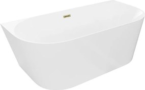 Mexen Oval Slim свободностояща до стена вана 170 x 80 см, бяла, златен преливник - 52661708000-50