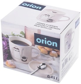 Бяла порцеланова чаша с капак 450 ml – Orion