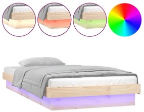 819957 vidaXL Рамка за легло с LED осветление 90x200 см масивно дърво