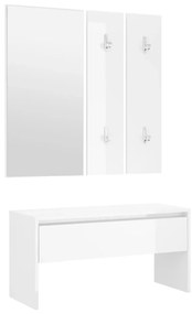 808789 vidaXL Комплект мебели за антре, бял гланц, инженерно дърво