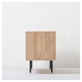 Черна/естествена маса за телевизор от масивен дъб 180x64 cm Fina – Gazzda