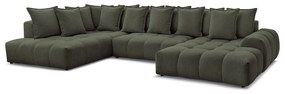 Зелен шенилов сгъваем/с място за съхранение ъглов диван (ляв ъгъл/U форма) Everest – Bobochic Paris