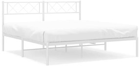 372325 vidaXL Метална рамка за легло с горна табла, бяла, 135x190 см
